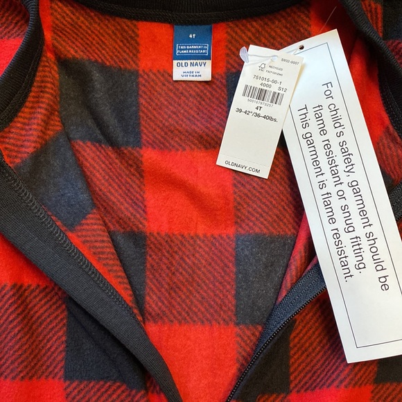 Old Navy Micro Fleece One-Piece Pajama Buffalo Check - Picture 6 of 7